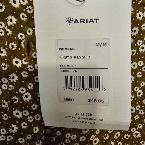 Ariat NWT Shirt Medium Brown Floral Western - Picture 3 of 7